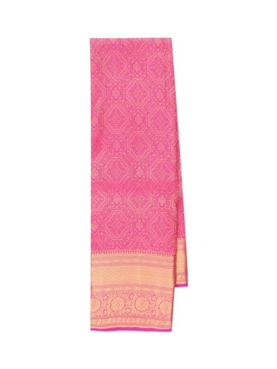 Gracecharm Silk jacquard Round Floral Medallion Butta with Diamond Brocade Pallu Saree