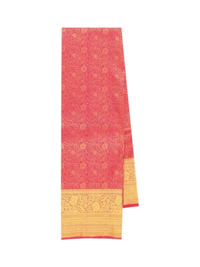Gracecharm Silk jacquard magenta Round Floral Medallion Butta with Diamond Brocade Pallu Saree