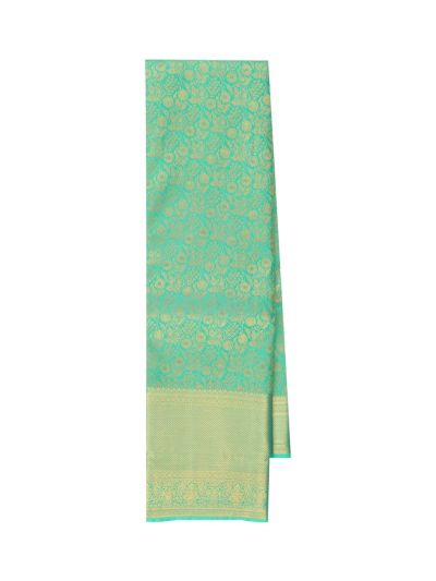Gracecharm Tissue Silk Jaal Gold Zariwork Round Floral Medallion Butta with Floral Brocade Border Pallu Saree