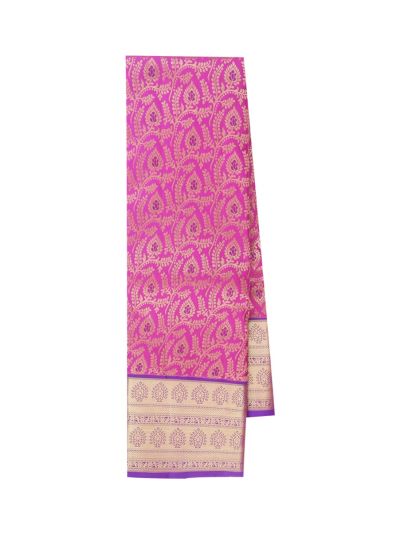 Gracecharm Elegant Traditional Floral and Leaf Jaal Zari Brocade Medallion Butta Brocade Border Silk Saree