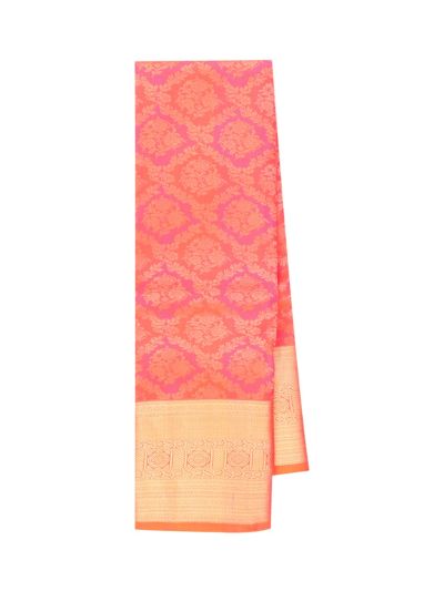 Gracecharm Tissue Silk floral jaal pattern woven in fine zari with geometric patterns Pallu Saree