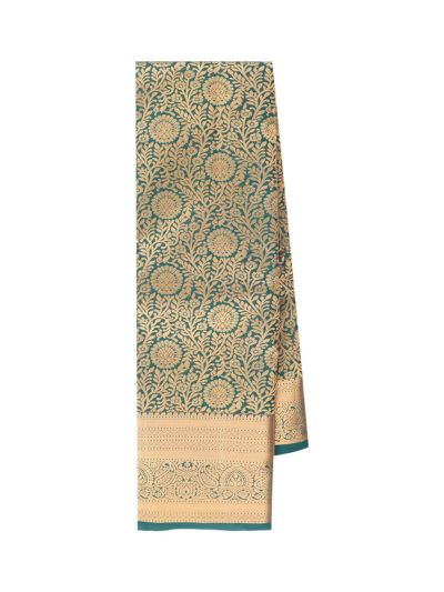 Gracecharm Elegant Tissue Silk floral jaal pattern medallions with geometric chevron paisley pattern saree
