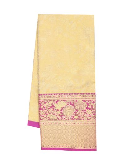 Gracecharm Pure Silk Floral Jaal with Floral Brocade Pattu Pavadai Material