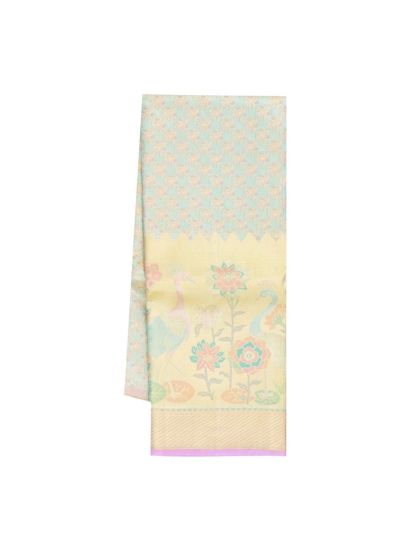 Gracecharm Pure Silk Butta with Floral Border Pattu Pavadai Material