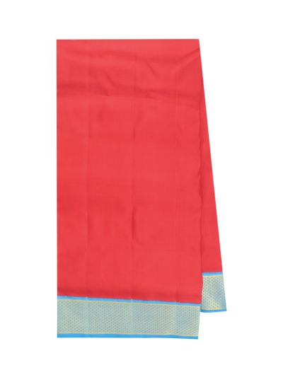 Traditional Arani chilli red Pure Silk Nine Yards Plain with Gold Zari weave Border Saree
