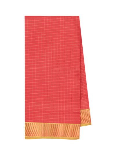 Traditional Arani Pure Silk Nine Yards Plain coral red  with Gold Zari weave Border Saree
