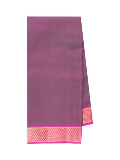 Traditional Arani plum purple Pure Silk Nine Yards Plain with Gold Zari weave Border Saree