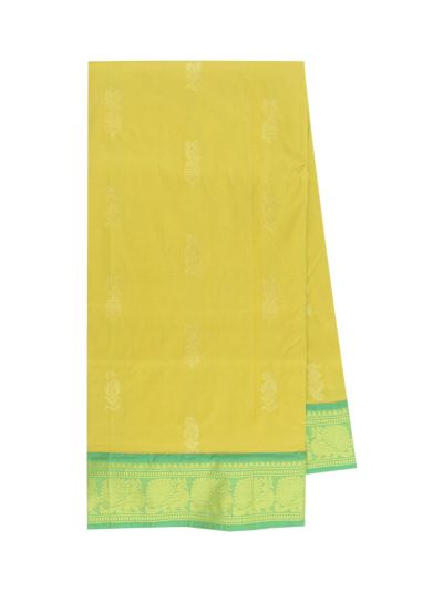 Traditional Arani lime green Silk Nine Yards Plain with Zari Border Saree