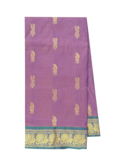 Traditional Arani light purple Silk Nine Yards Plain with Zari Border Saree