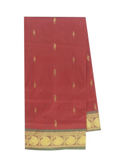 Traditional Arani muted maroon Silk Nine Yards Plain with Zari Border Saree