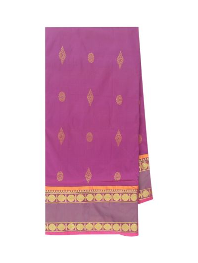 Traditional Arani magenta purple Silk Nine Yards Plain with Zari Border Saree