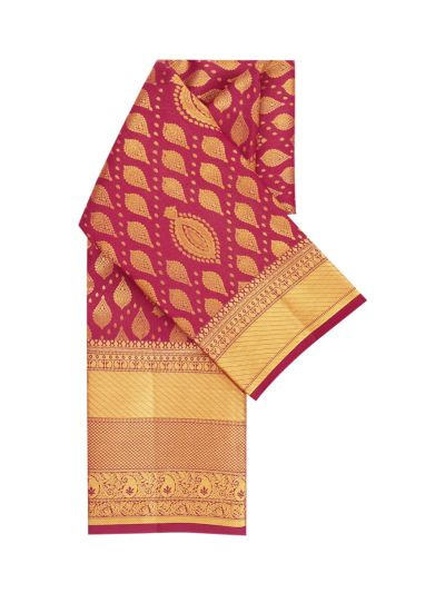 Vivaha Kanchipuram Pure Silk Brocade Leaf Thilagam Motifs woven With featuring intricate Zari Border saree
