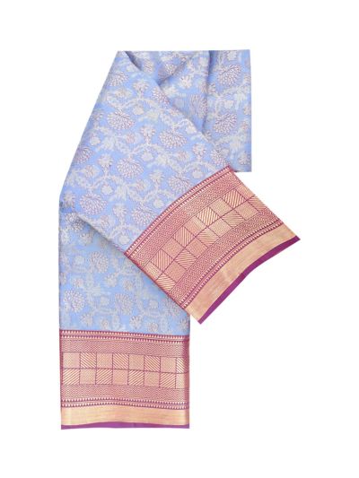 Vivaha Kanchipuram Pure Silk silver&gold zari woven floral brocade Zari Border saree
