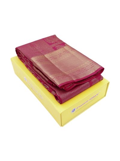Vivaha Kanchipuram Pure Silk Peacock Grid with Floral Pallu Saree
