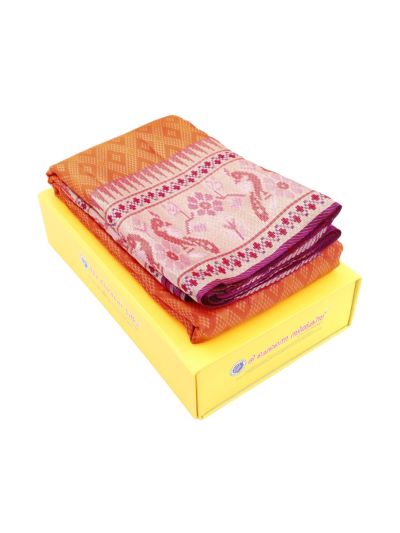 Vivaha Kanchipuram Pure Silk Diamond Jaal with Bird Floral Pallu Saree