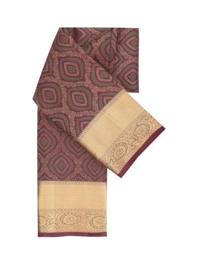 Gracecharm Pure Silk Traditional Antique gold zari embroidery geometric self weaving Border saree