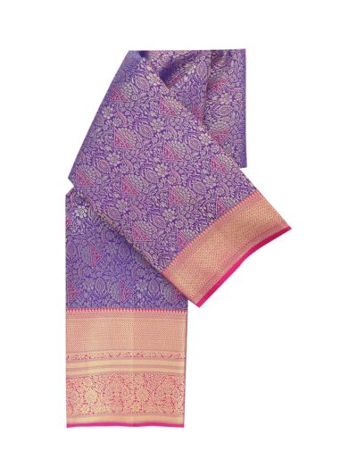 Gracecharm Pure Silk Traditional floral and geometric motifs woven tightly metallic threads Border saree