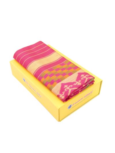 Pochampally Silk Multicolor Ikat with Geometric Pallu Saree