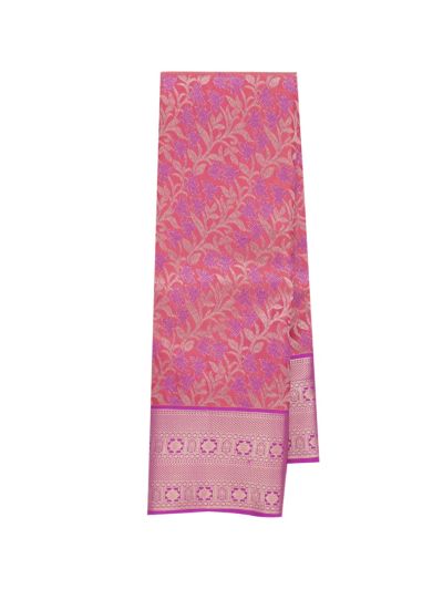 Gracecharm Silk Floral Vine Jaal with Diamond Brocade Pallu Saree