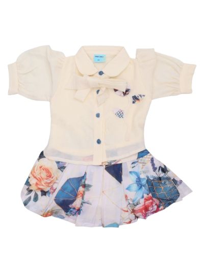 Graceful Essence Bow Detail Floral Print Short Midi Dress