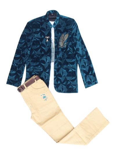 Gracecharm Boys Abstract Geometric Blazer 3 Piece Set