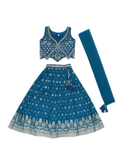 Gracecharm Girls Floral Sequin Embroidered Lehenga Choli Set