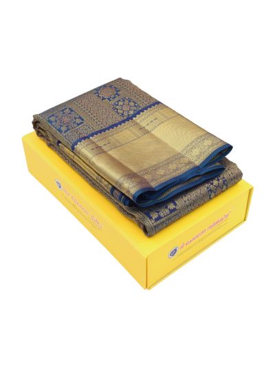 Vivaha Kanchipuram Pure Silk Floral Square Jaal with Zari Border Saree