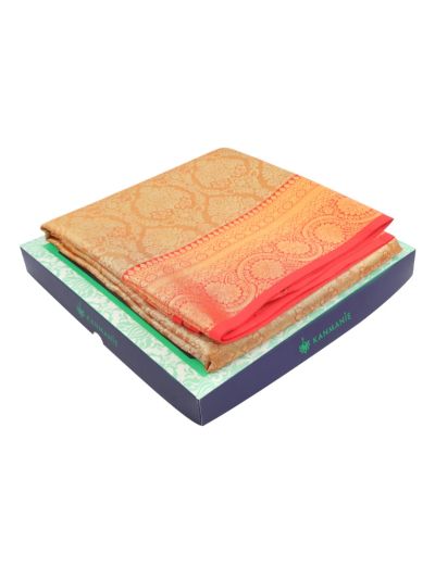 Kanmanie Pure Silk Floral Jaal with Floral Bouquet Pallu 5 Inch Jacquard Border Saree