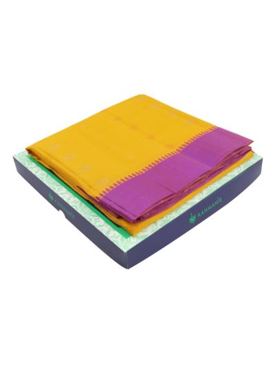 Kanmanie Soft Silk Butta with Geometric Floral Zari Pallu 3 Inch Satin Border Saree