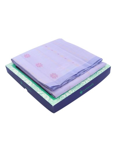Kanmanie Soft Silk Floral Butta with Floral Zari Pallu 1 Inch Asthiri Border Saree