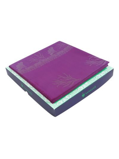 Kanmanie Softy Silk Fern-Shaped Motifs Borderless Saree