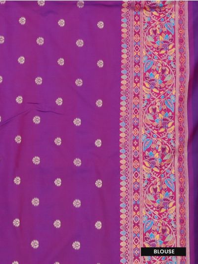 Gracecharm Katan Silk Butta with Peacock Floral Jaal Pallu Saree