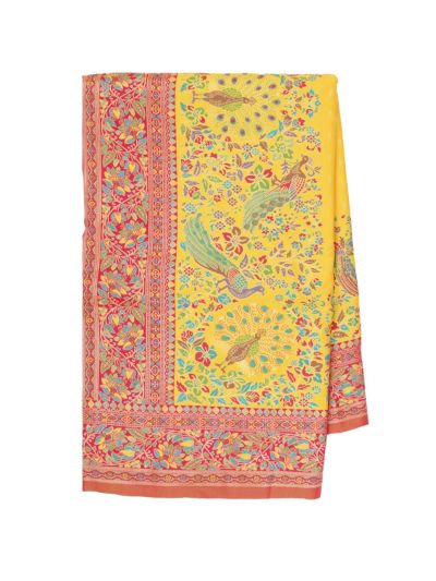 Gracecharm Katan Silk Butta with Peacock Floral Jaal Pallu Saree