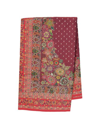 Gracecharm Katan Silk Butta with Paisley Floral Pallu Saree