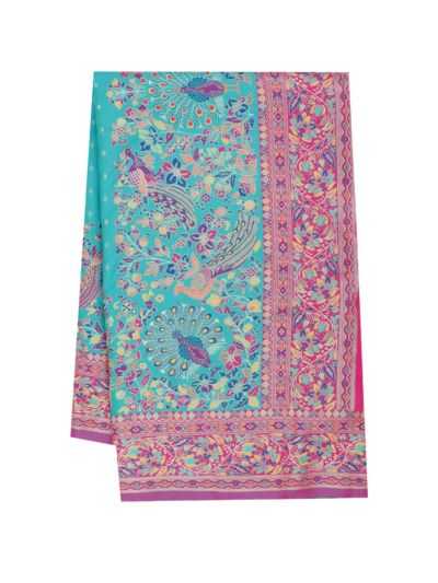 Gracecharm Katan Silk Butta with Peacock Floral Pallu Saree