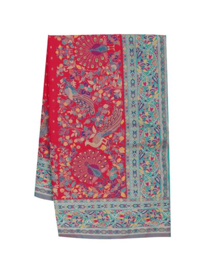 Gracecharm Katan Silk Butta with Contrast Floral Border Saree