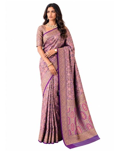 Gracecharm Mashru Kanjivaram Silk Geometric Floral Design Saree