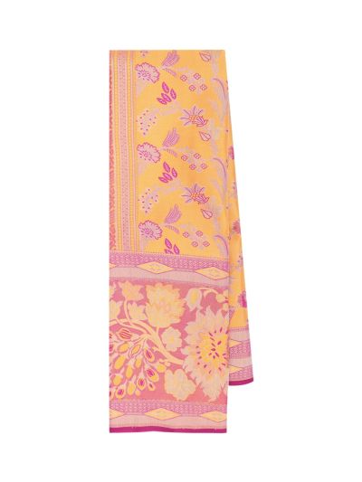 Gracecharm Gift Art Silk Floral Jaal with Floral Bird Pallu Saree
