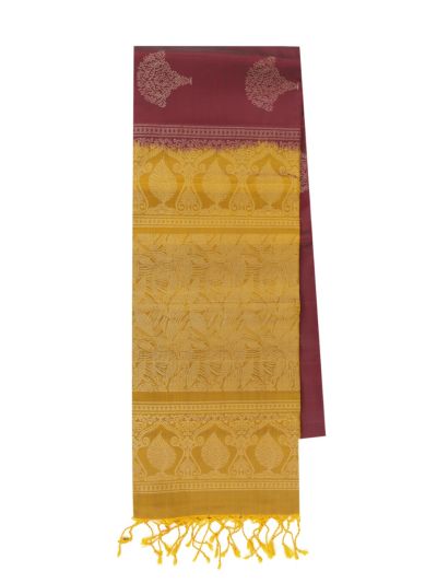 Gracecharm Soft Silk Fan-shaped Bouquet Butta with Leaf Motif Pallu Saree