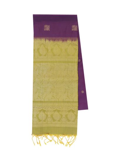 Gracecharm Soft Silk Annapakshi and Floral Butta with Leaf Motif Pallu Saree