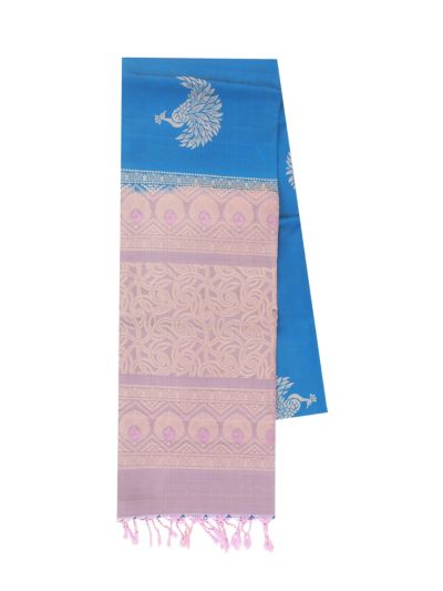 Gracecharm Soft Silk Peacock Butta with Swirl Jaal Pallu Saree