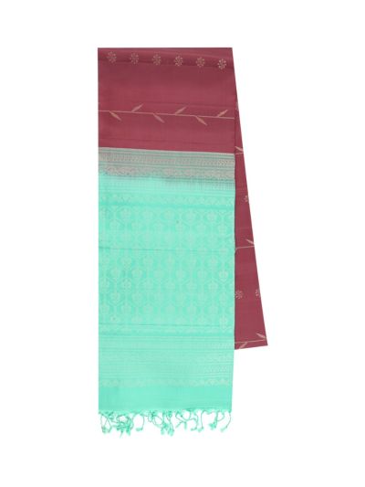 Gracecharm Soft Silk Leaf Stripe Butta with Ornamental Lattice Pallu Saree