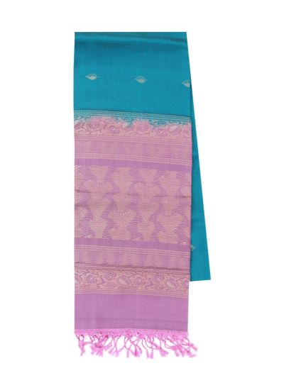 Gracecharm Soft Silk Leaf Butta with Contrast Border Saree