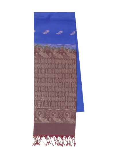 Gracecharm Soft Silk Peacock Butta with Diamond Lattice Pallu Saree