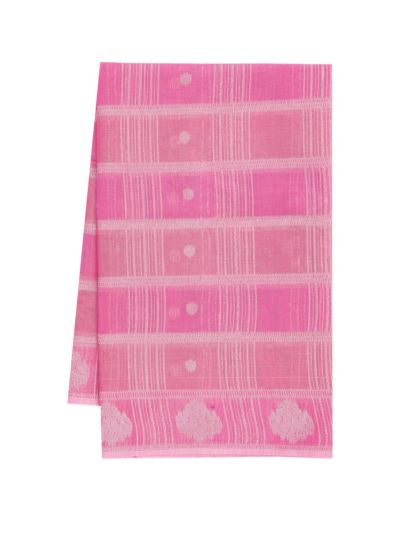 Gracecharm Kora Silk Cotton Geometric Check Floral Butta Saree