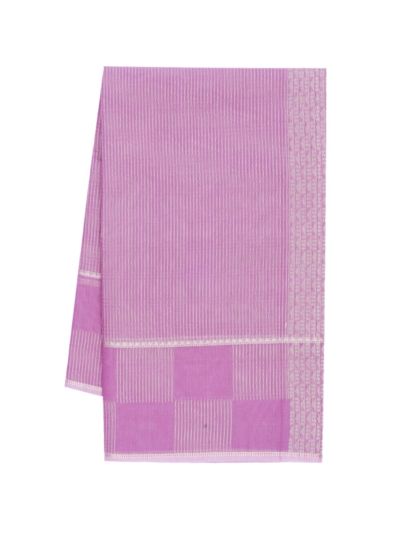 Gracecharm Kora Silk Cotton Fine Stripe with Geometric Pallu Saree
