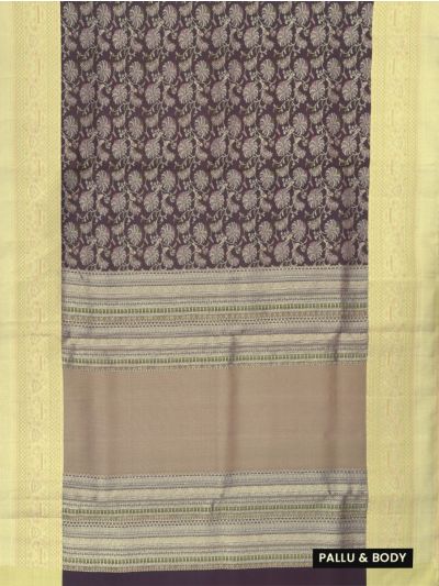 Vivaha Kanchipuram Pure Silk Floral Bird Jaal with Geometric Pallu Saree