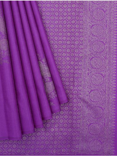 Gracecharm Pure Silk Bird Motif Stripes with Floral Pallu Saree