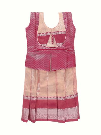 Charming Girls Readymade Art Silk Diamond Pattu Pavadai Set
