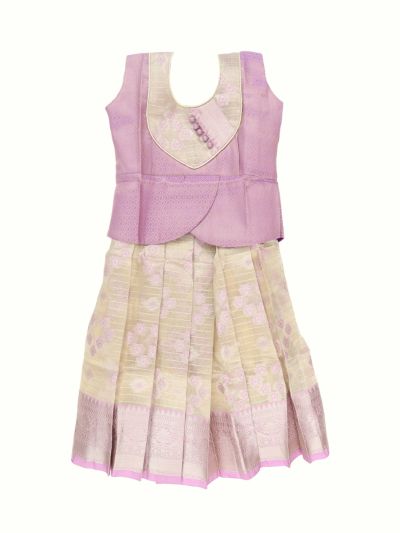 Charming Girls Readymade Art Silk Diamond with Butta Pattu Pavadai Set